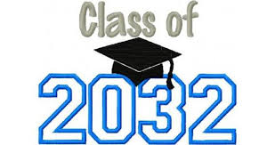 Graphic featuring "Class of 2032" in colorful text with a graduation cap above the numbers.