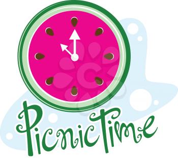 Logo featuring a pink watermelon slice with a clock and the text "Picnic Time" in playful green letters.
